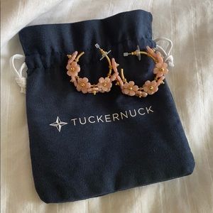 Tuckernuck Pink floral hoop earrings